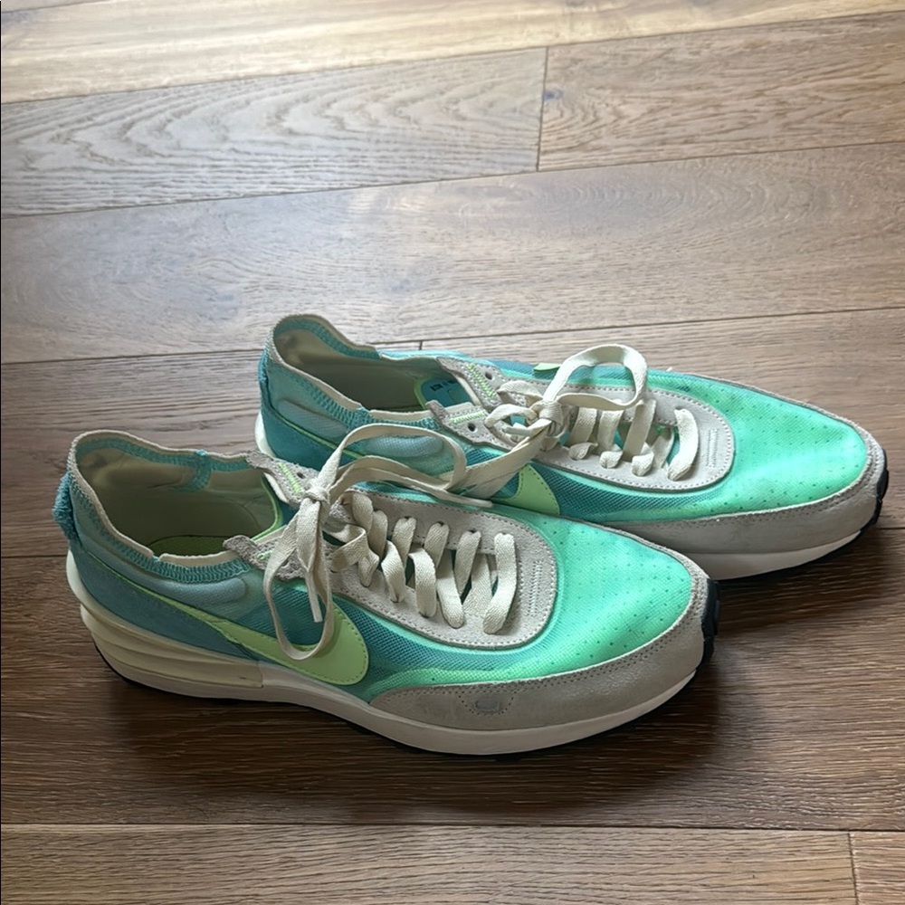 Nike Women's Waffle One Bleached Aqua Lime Glow Sneakers